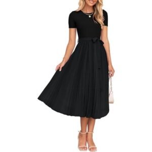 Women's 2026 Summer Short Sleeve Knit Midi Dresses